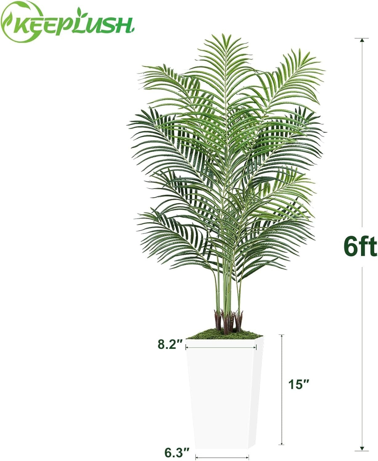 6ft Artificial Palm Tree with White Planter Tall Tropical Indoor Home Decor