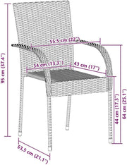 Stackable Rattan Garden Chairs Set of 2 Outdoor Patio Dining Seats