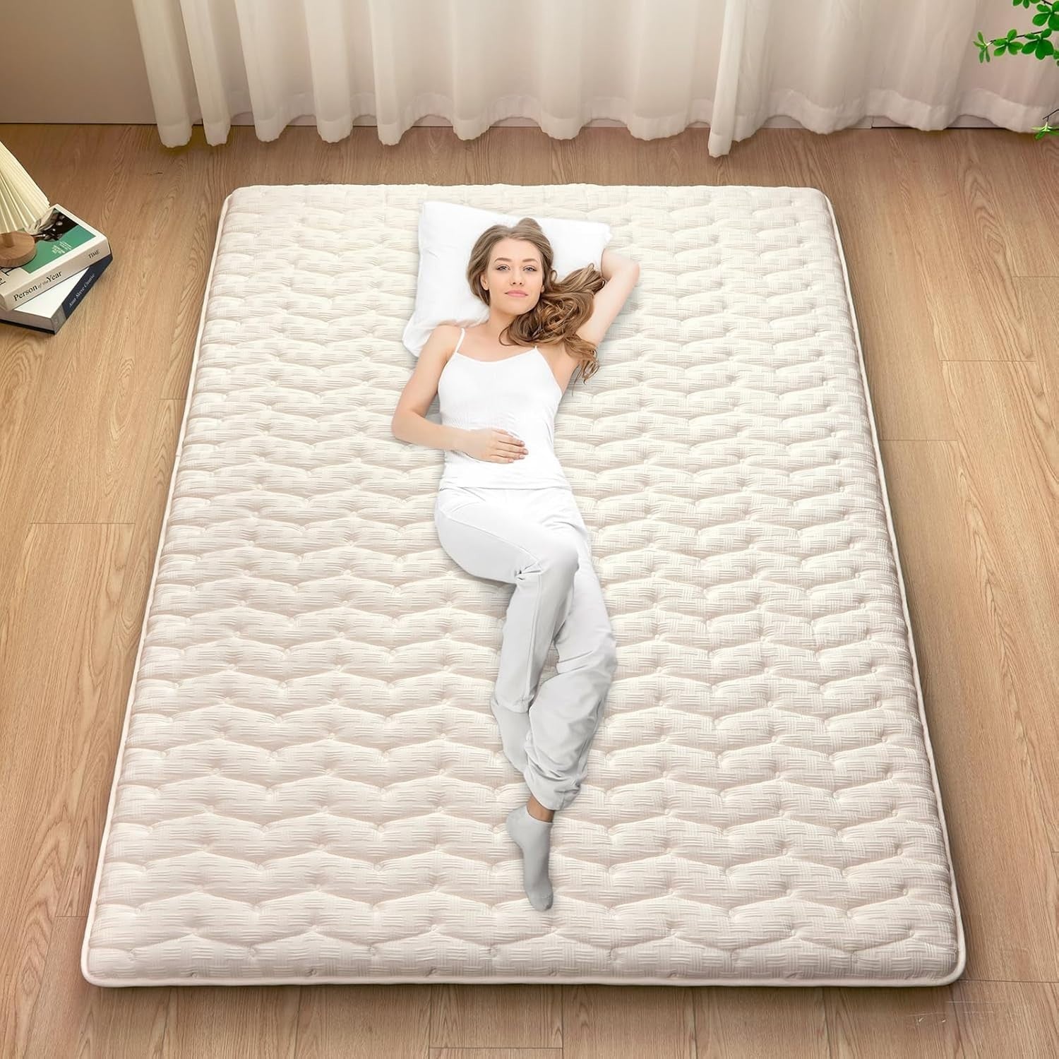 Queen Floor Futon Mattress 3.5" Thick Foldable Foam Tatami Sleeping Mat