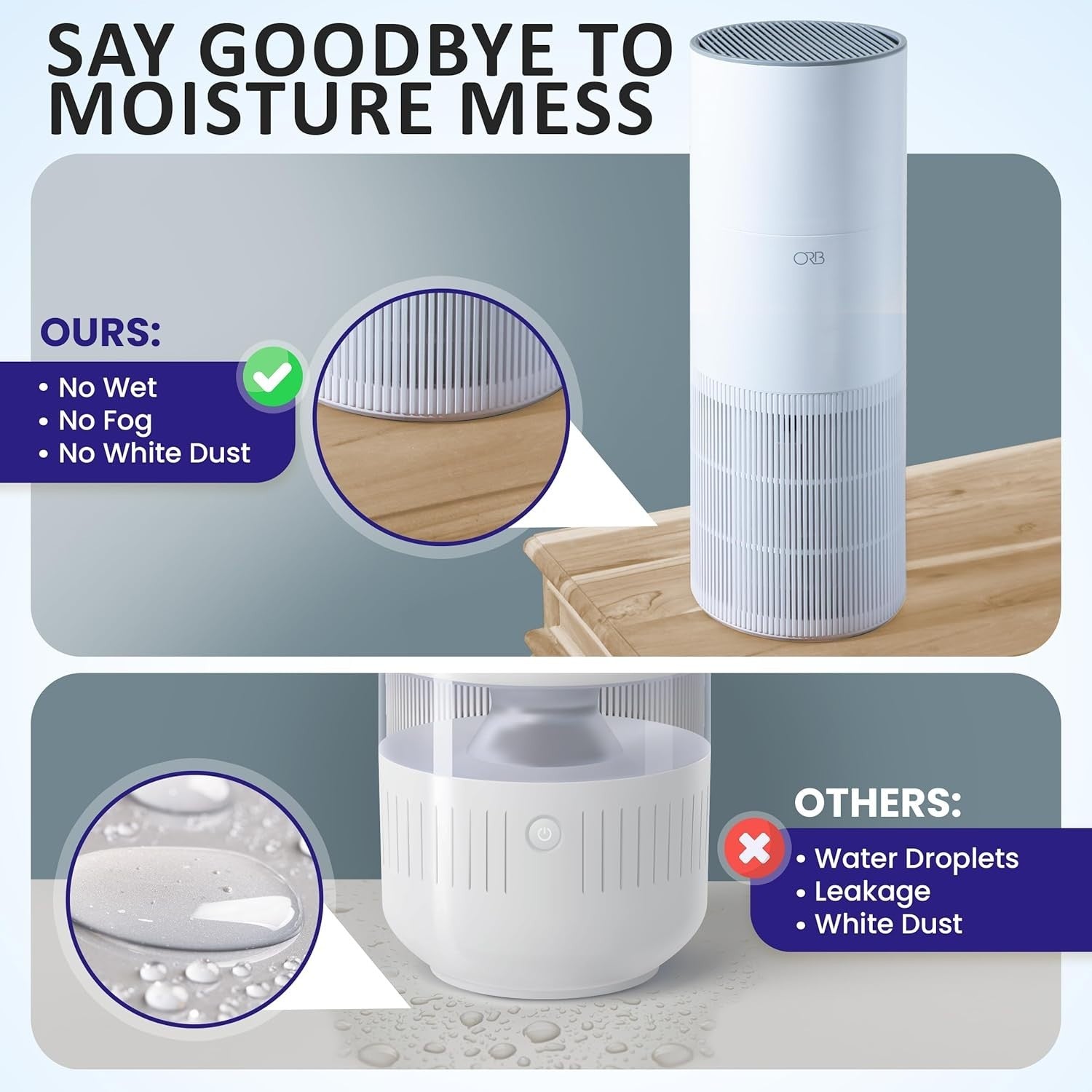 2 in 1 Air Purifier Humidifier True HEPA 500 Sq Ft Quiet Auto