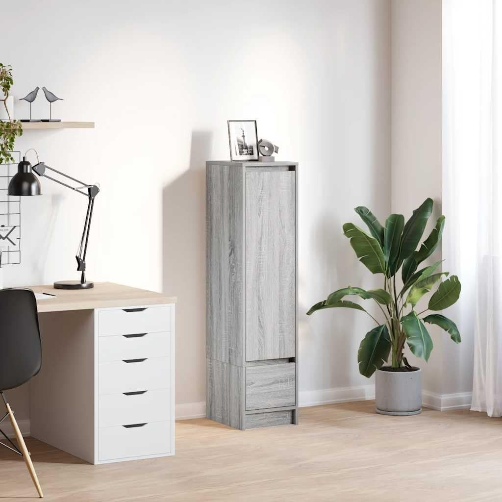 Modern Grey Sonoma Storage Cabinet with Drawer & Moisture Resistant Finish