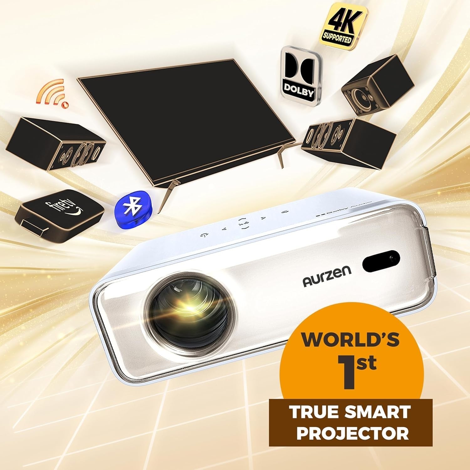 1080P Smart Projector 4K Netflix Dolby WiFi Bluetooth Auto Focus