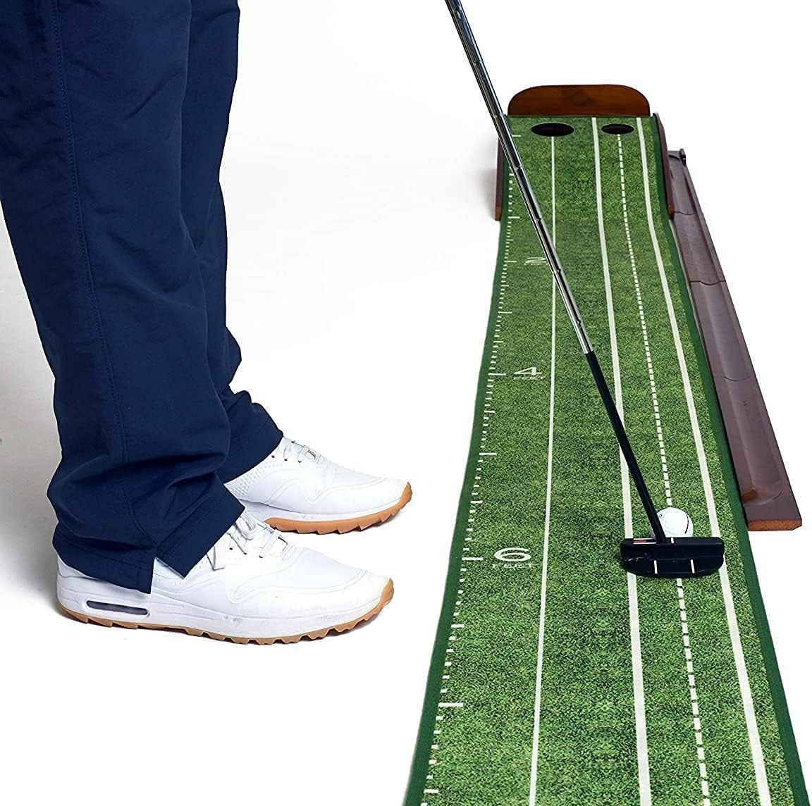 Indoor Putting Mat 8ft Golf Training Aid Auto Return Home Office Practice