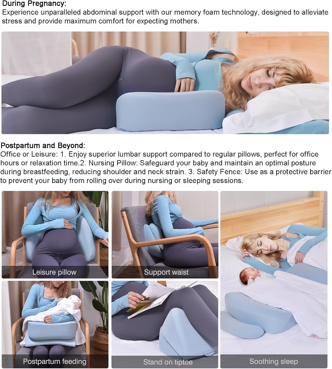 Pregnancy Pillow U Shape Memory Foam Maternity Support Body Sleeping Pillow