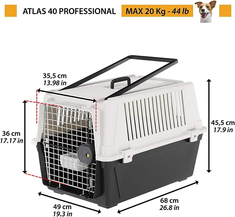 Medium Dog Travel Kennel 68x49x45.5cm Lockable Plastic Crate with Ventilation