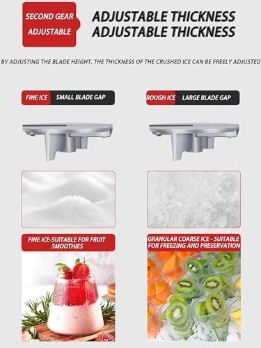 Commercial Ice Crusher Machine 300W Double Blade Slush Snow Cone Maker