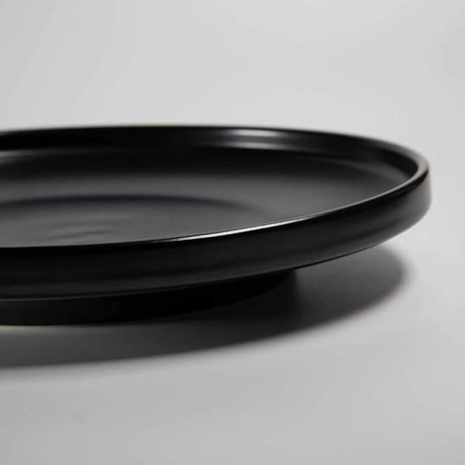 6pc Black Ceramic Dinner Plates 25cm Matte Glaze Microwave Dishwasher Safe