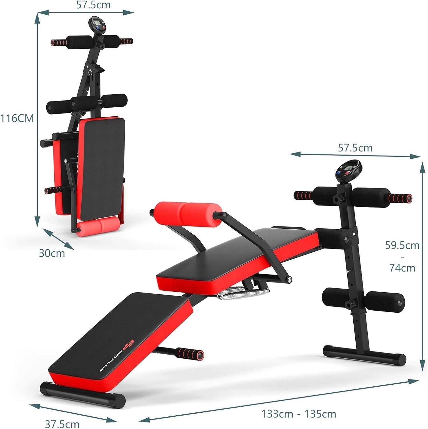 Foldable Ab Crunch Bench With LCD Tracker 5-Level Home Fitness Board