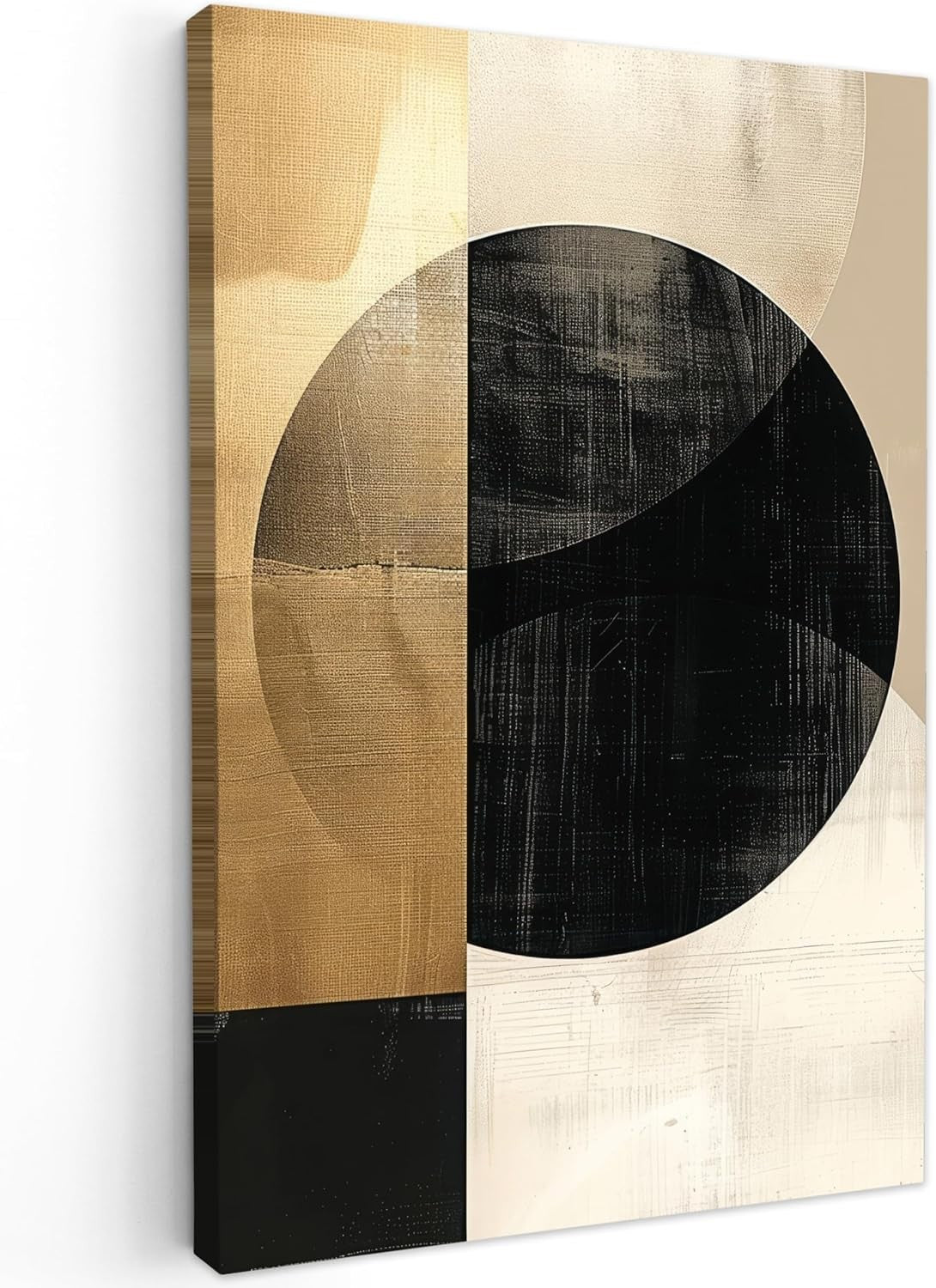 Gold Black Abstract Canvas Wall Art 60x90cm Framed Modern Print