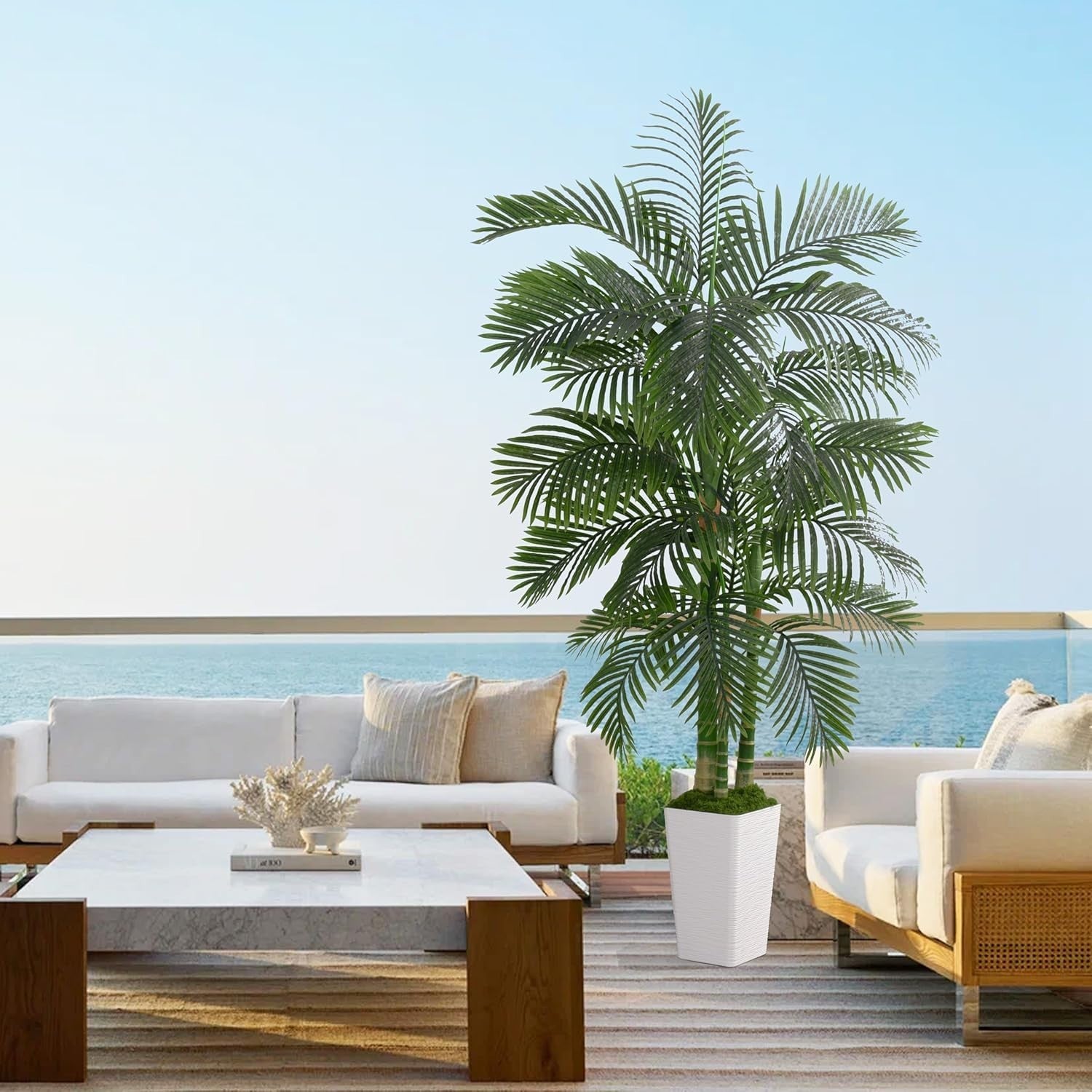 180cm Artificial Golden Cane Palm Tree with Black Planter Home Garden Décoration