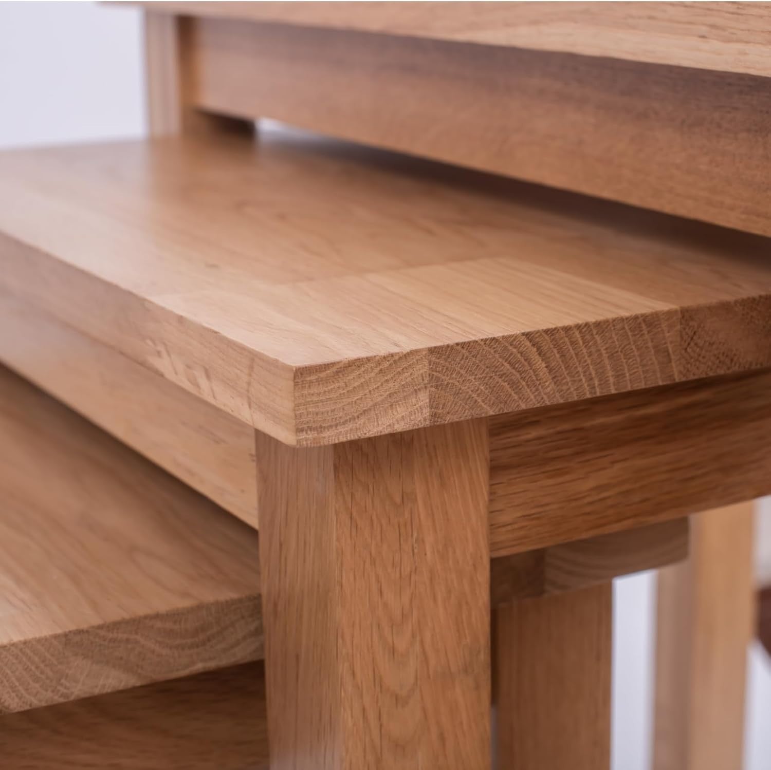 Nesting Coffee Table Set 3 Natural Wood Multi-functional Strong Durable Oak