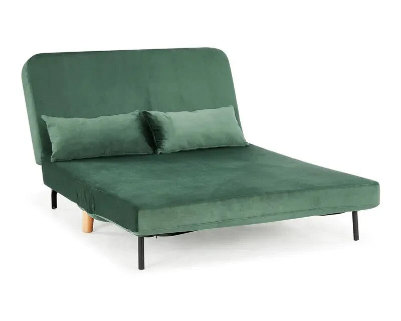 Green Velvet Double Sofa Bed Futon 2 Seater Clic Clac Guest Sleeper