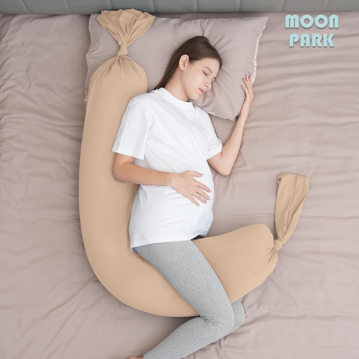 Pregnancy Pillow 54” Full Body Maternity Support Cushion Cooling Brown
