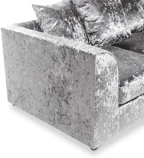 4 Seater Grey L Shape Corner Sofa Left Hand Crush Velvet – Comfy & Stylish