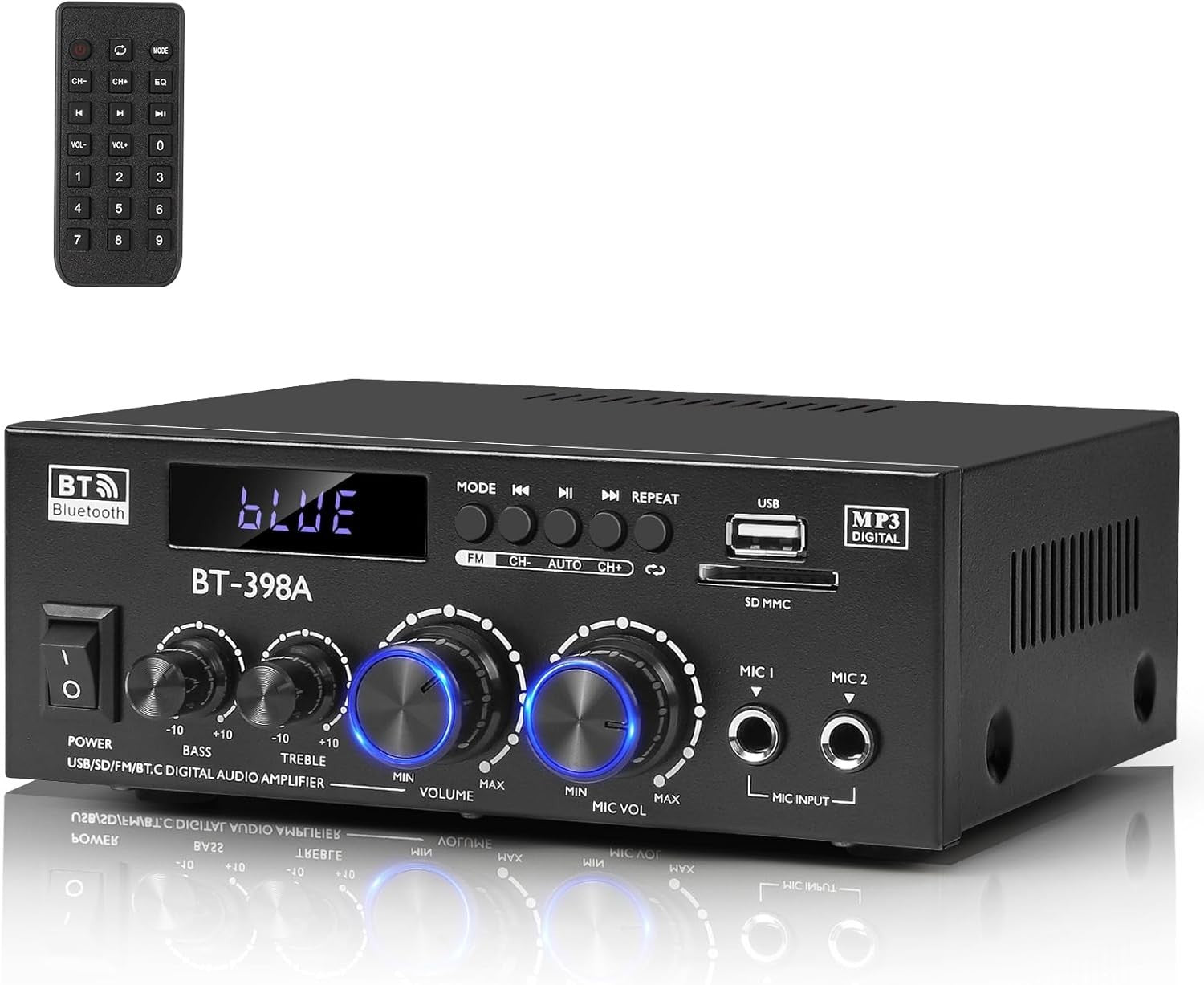 900W Bluetooth Stereo Amplifier 2 Channel Optical Coax FM