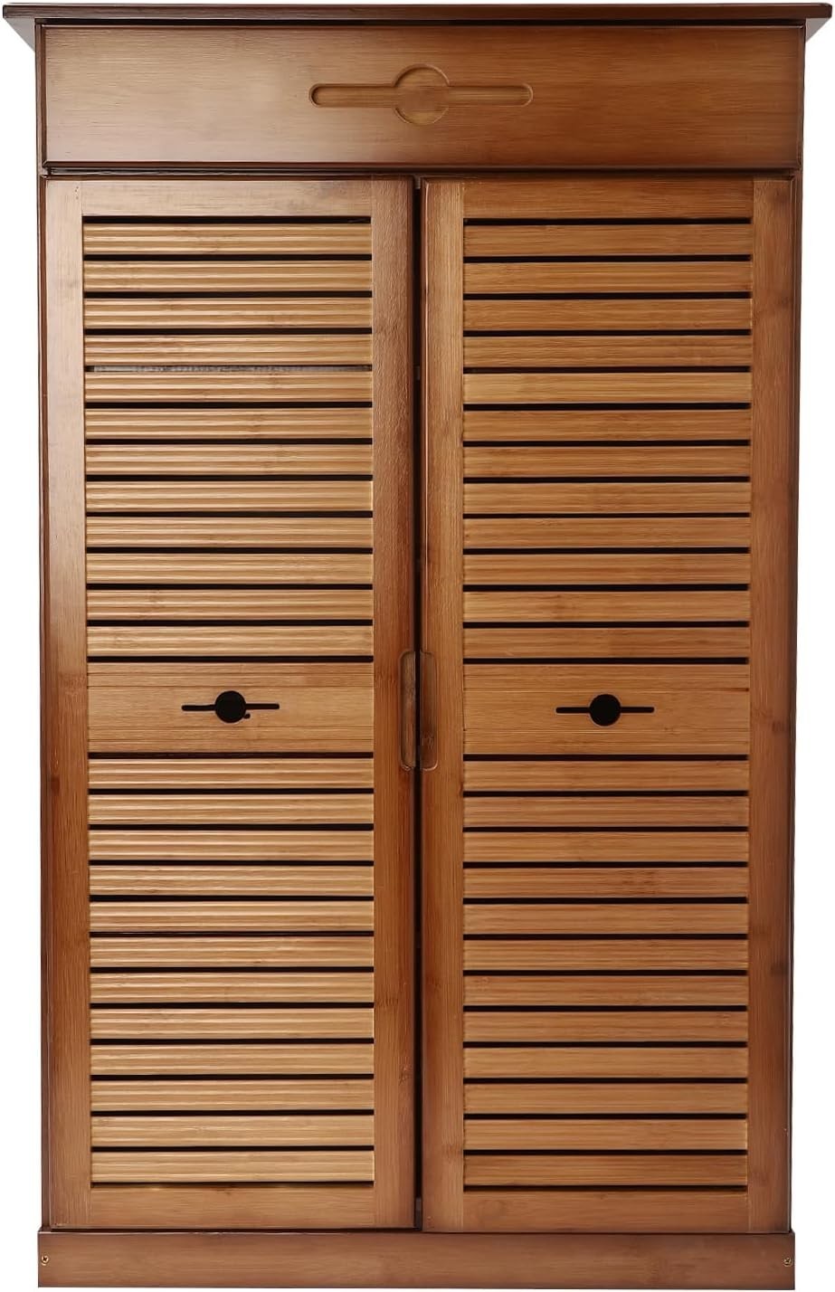 Dustproof 5-Tier Bamboo Shoe Cabinet with Drawer & Doors, Adjustable Storage
