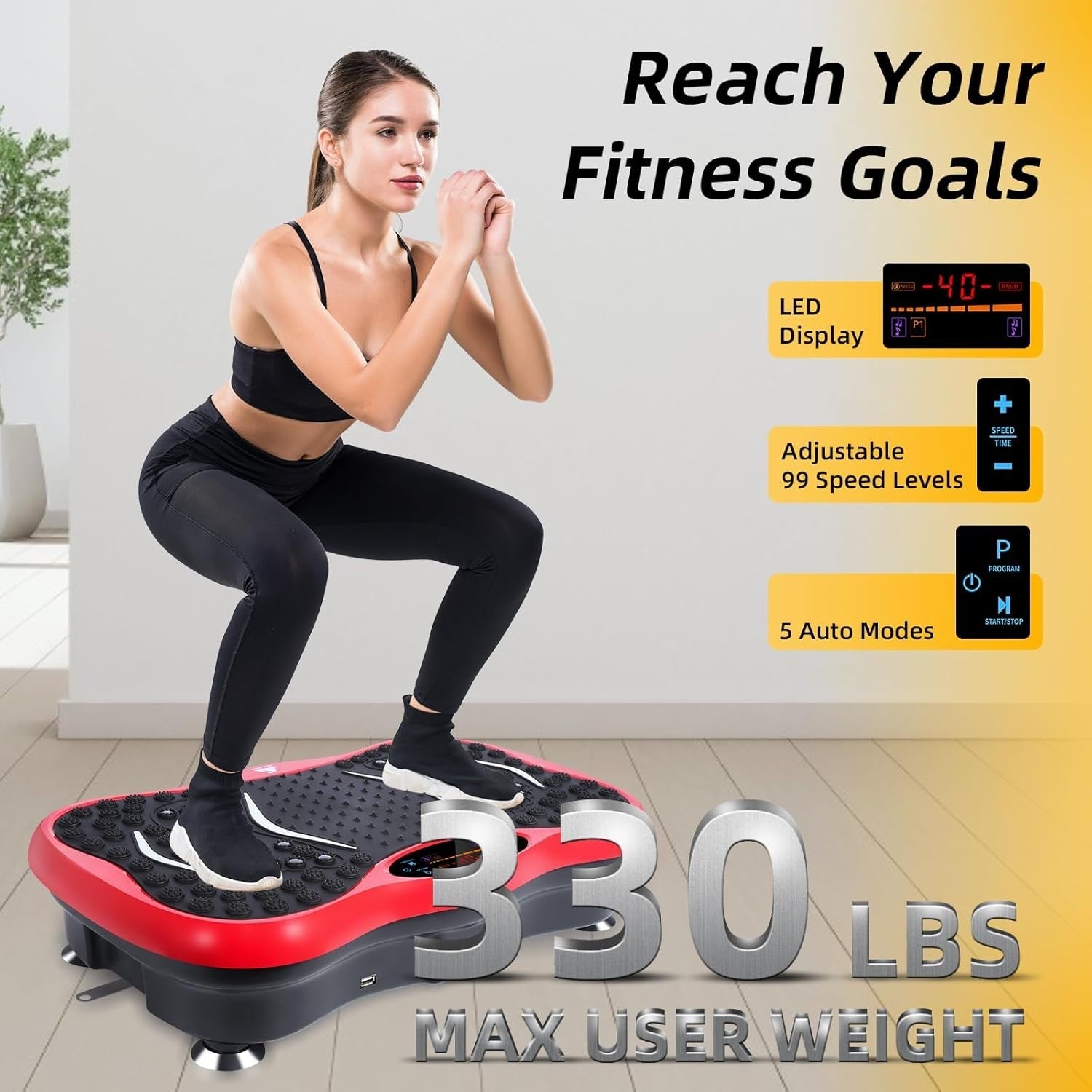 Whole Body Vibration Fitness Platform Bluetooth 5 Modes Home Gym