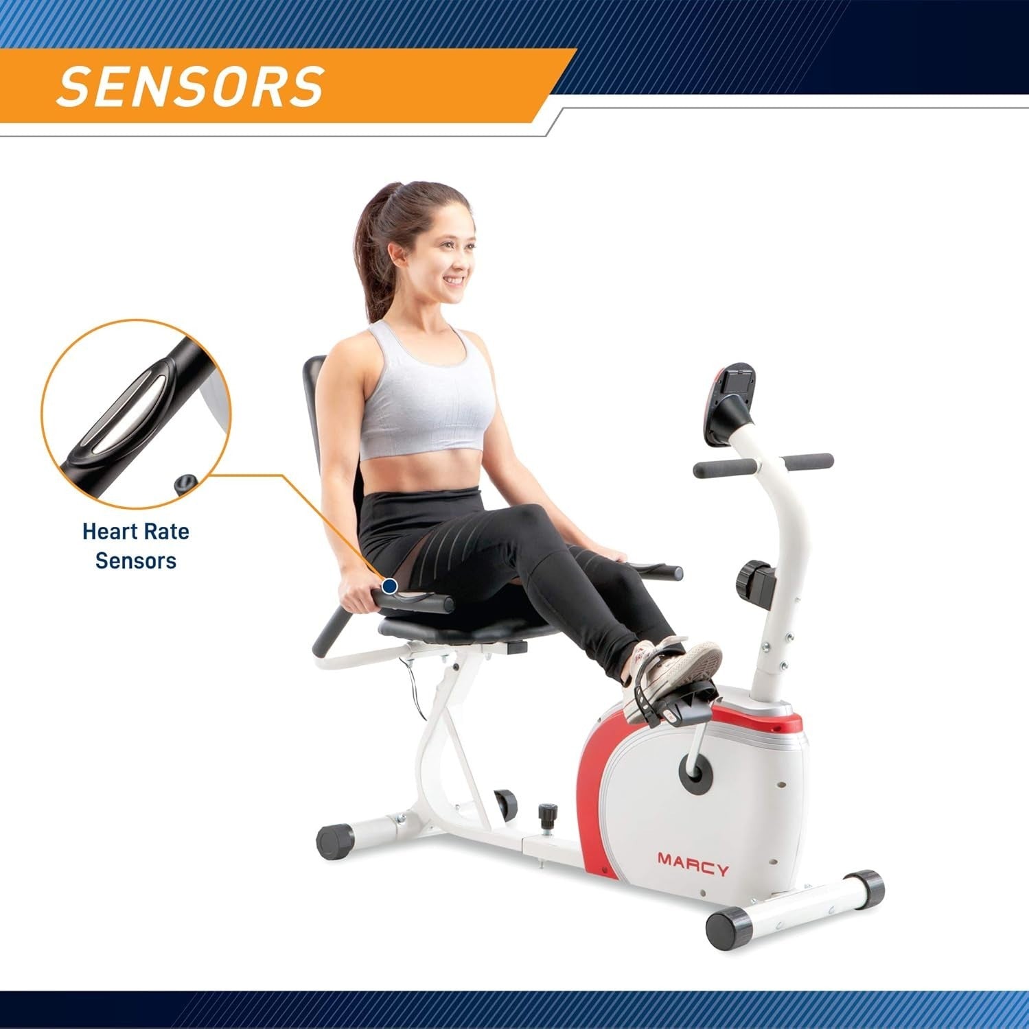 Recumbent Exercise Bike Magnetic 8 Level LCD Pulse Adjustable Seat Home Fitness