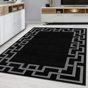 Black Greek Key Large Rug Soft Modern Area Carpet Non-Shedding 160x230cm
