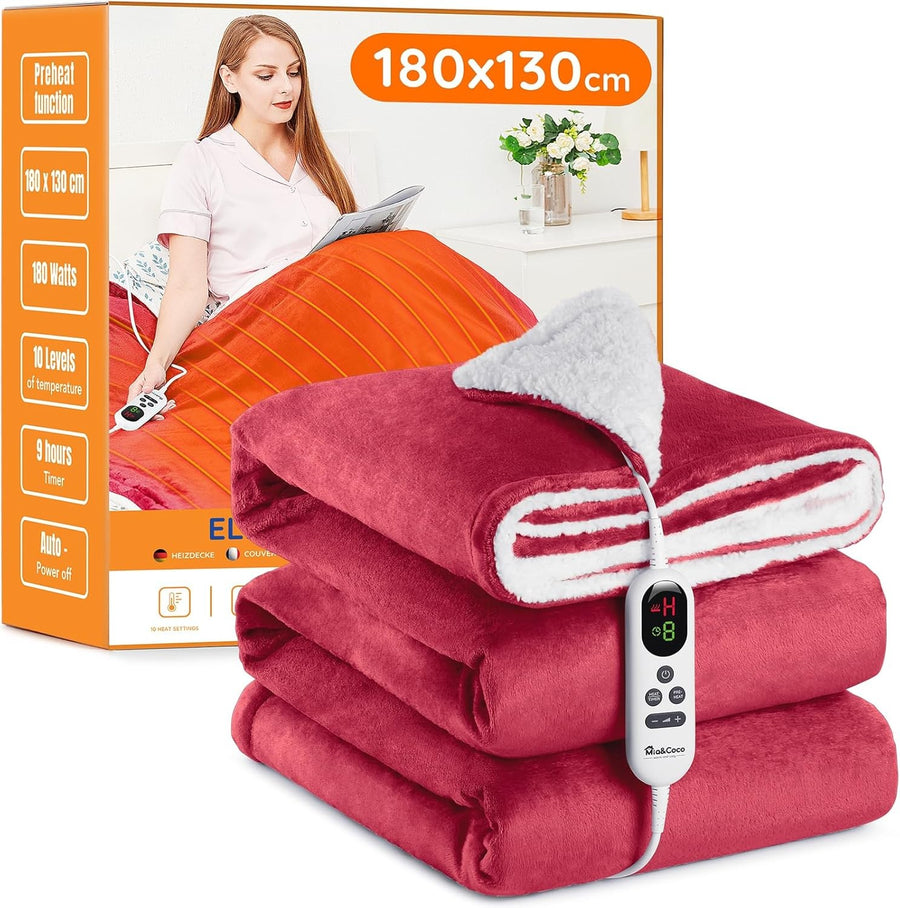 Electric Heated Throw Blanket Fast Heat 10 Levels Sherpa Flannel