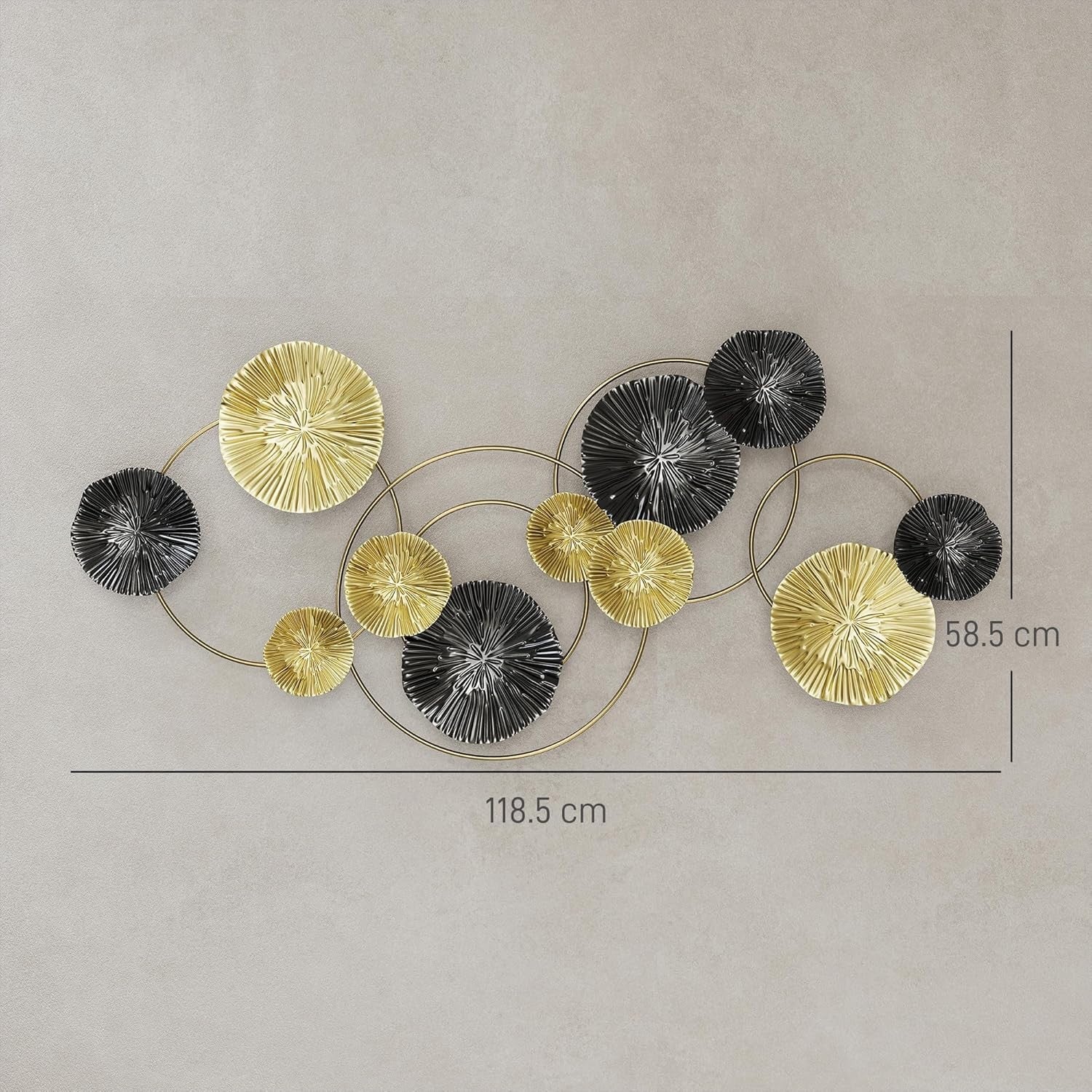 Large Gold Metal Wall Art Multi Leaf Modern Hanging Sculpture