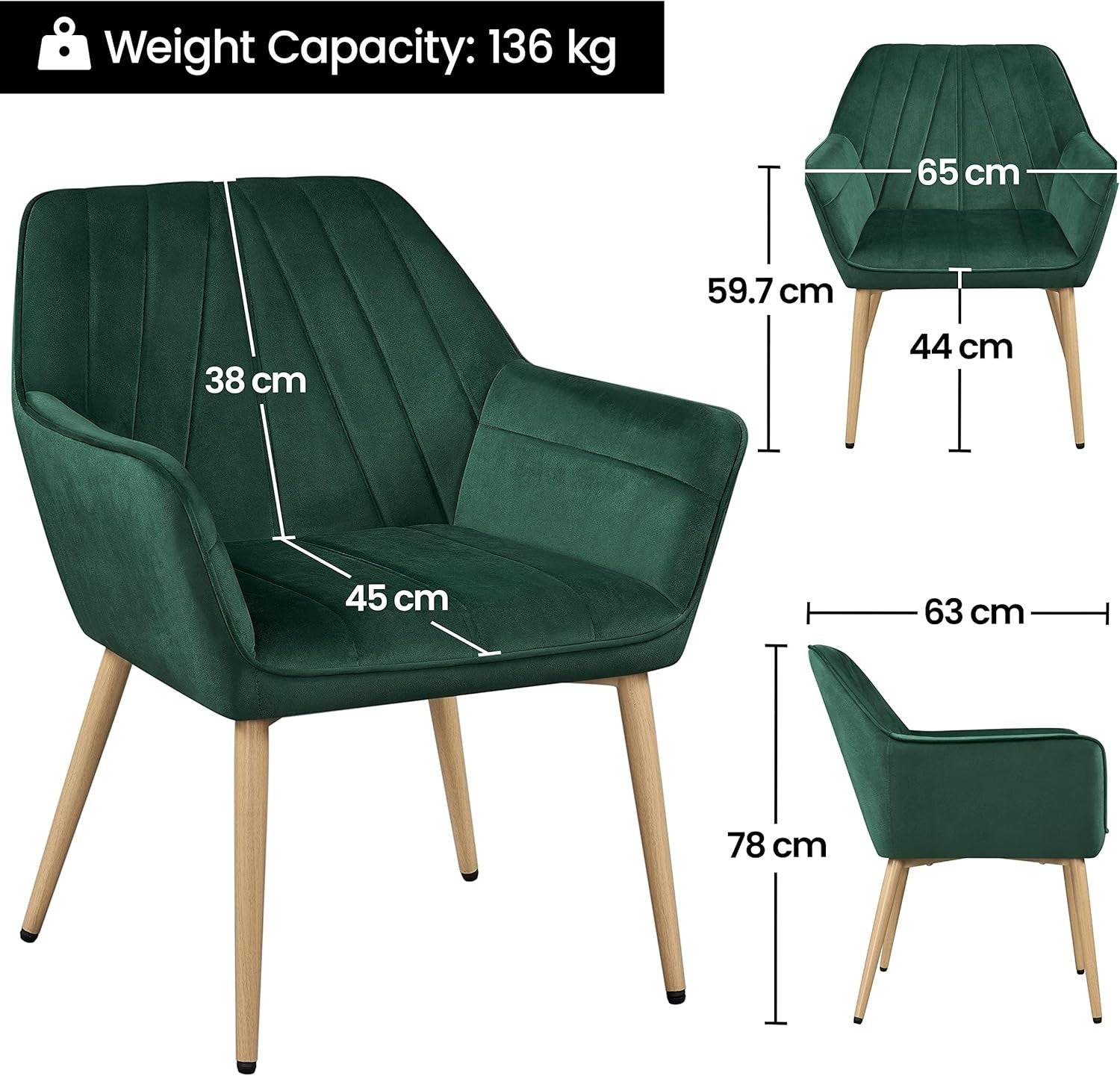 Green Velvet Tufted Vanity Chair Modern Armchair Metal Legs