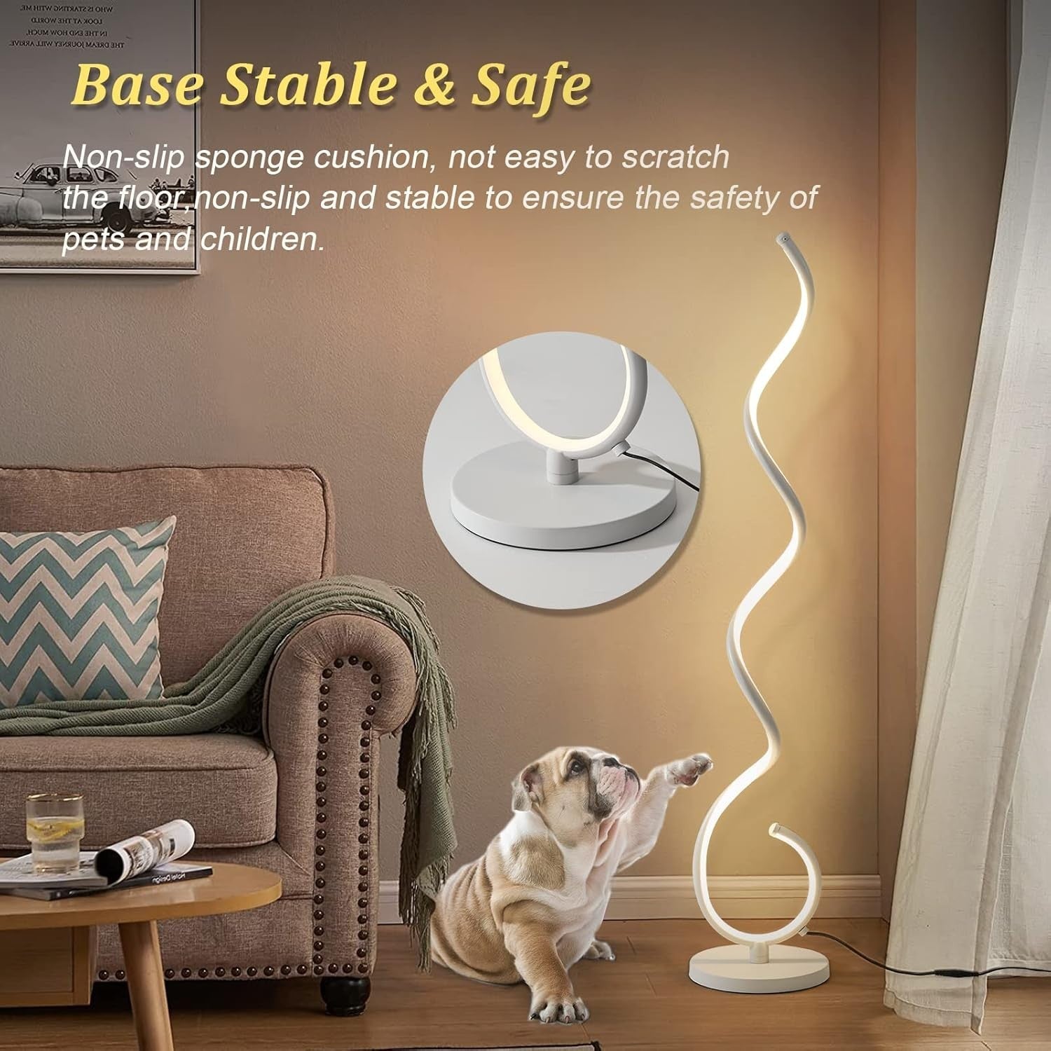 Modern Spiral LED Floor Lamp 150cm Dimmable 3-Color Remote Control