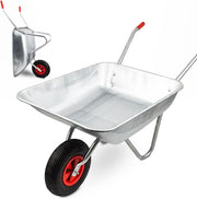 80L Garden Wheelbarrow – Galvanised Steel Tray w/ Pneumatic Tyre for Yard Work