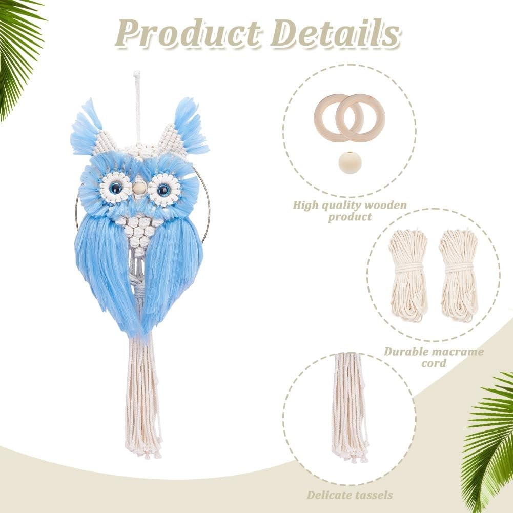DIY Macrame Owl Wall Hanging Kit with Felting Wool Boho Decor