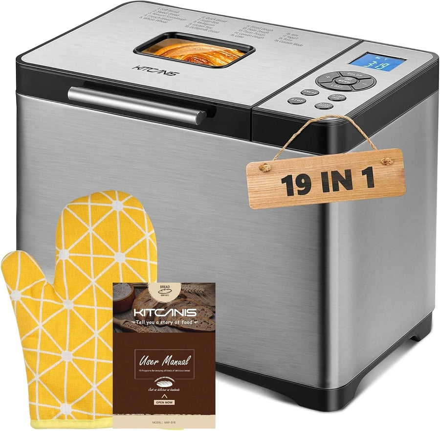 Bread Maker Machine 19 Programs 2.2LB Extra Large Sourdough Stainless Steel
