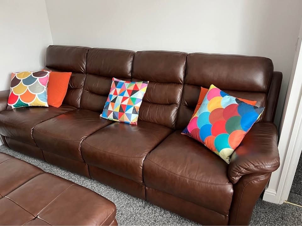 Chocolate Brown Modular Leather Corner Sofa (PTP)