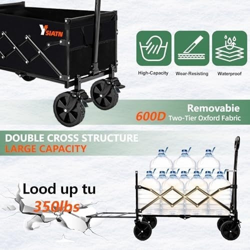 100L Folding Festival Trolley Wagon Expandable Tailgate 136kg Load