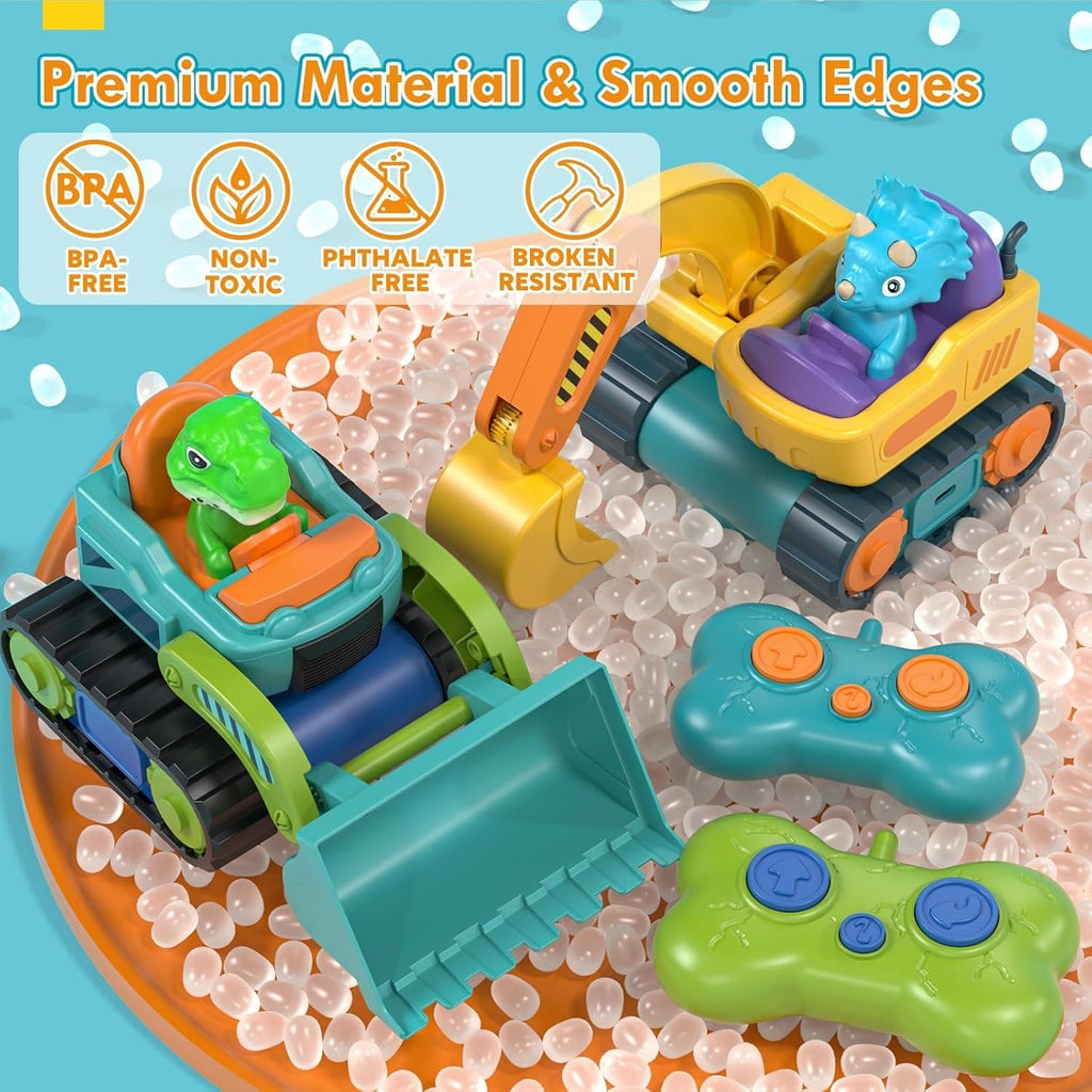 Castle Dinosaur RC Digger Construction Truck Toy w/ Music Sound for Toddlers 1-3