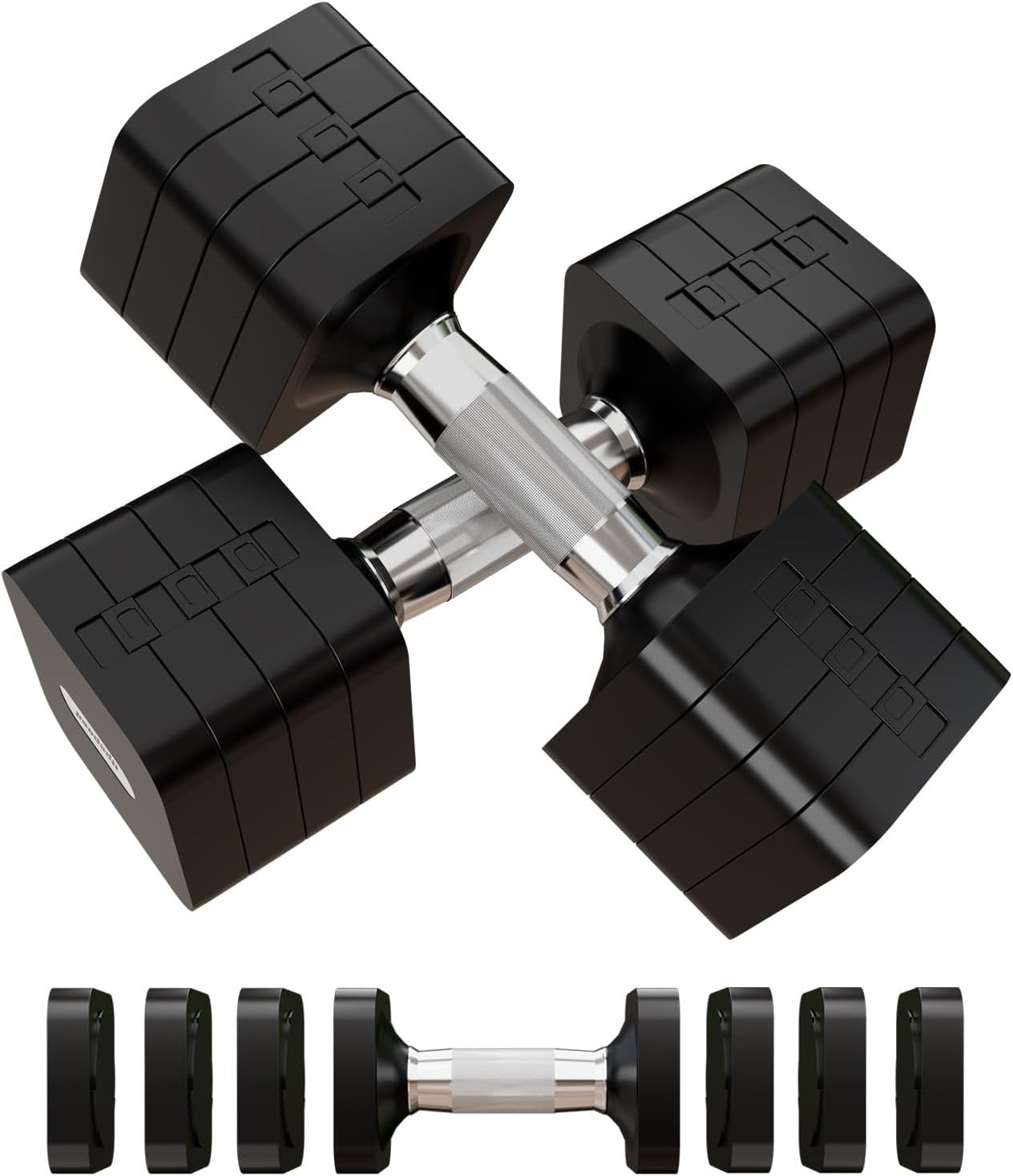 Adjustable Dumbbells Pair 15–50LB Anti-Roll Hand Weights Home Gym Set