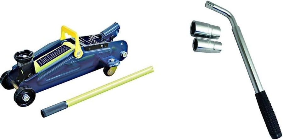 2 Ton Hydraulic Trolley Jack 135–335mm + Extendable Wheel Brace Set TUV/GS