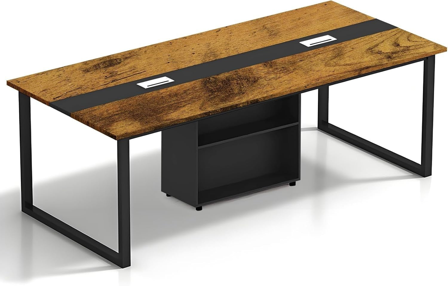 Expandable Office Conference Table 6–20 Person w/ Cable Ports & Storage Shelf
