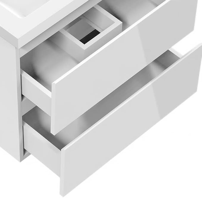 600mm White Gloss Wall Hung Bathroom Vanity Unit with Basin Sink