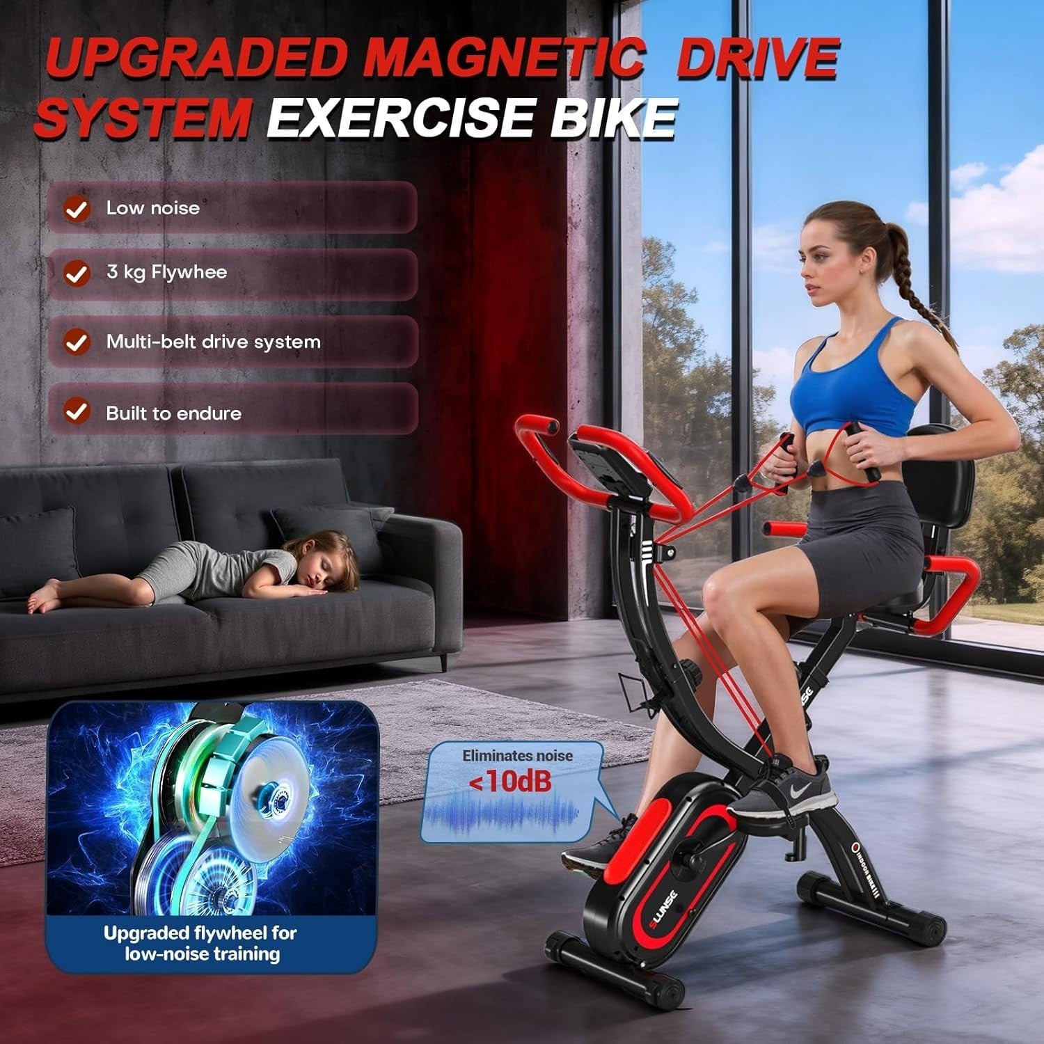 5-in-1 Folding Exercise Bike w/ 16-Level Magnetic Resistance, APP Sync, 350lb