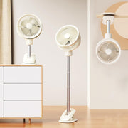 Clip-On Desk & Floor Fan – 4-Speed Telescopic USB Rechargeable with LED Light