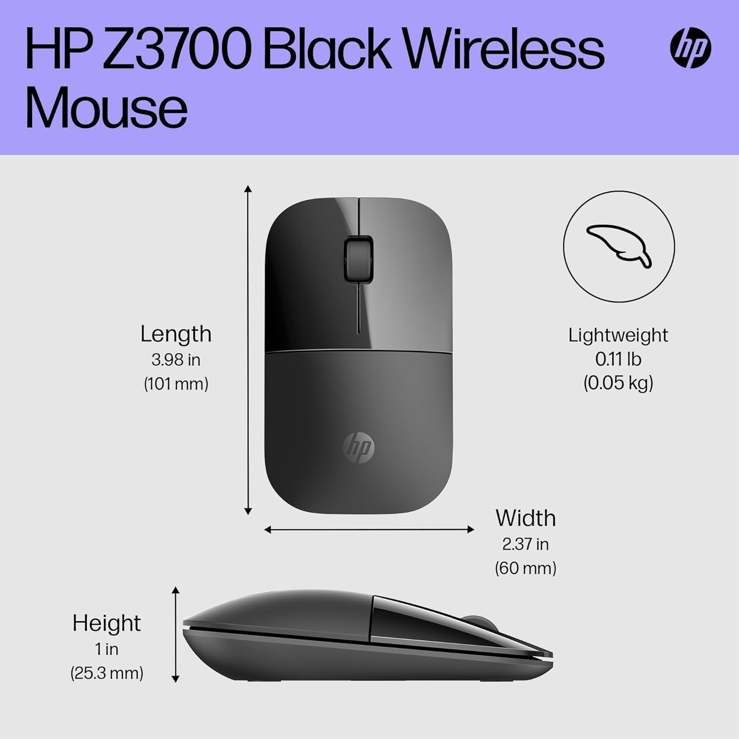 Ultra Slim Wireless Mouse 1200 DPI USB Quiet Click Travel Laptop PC