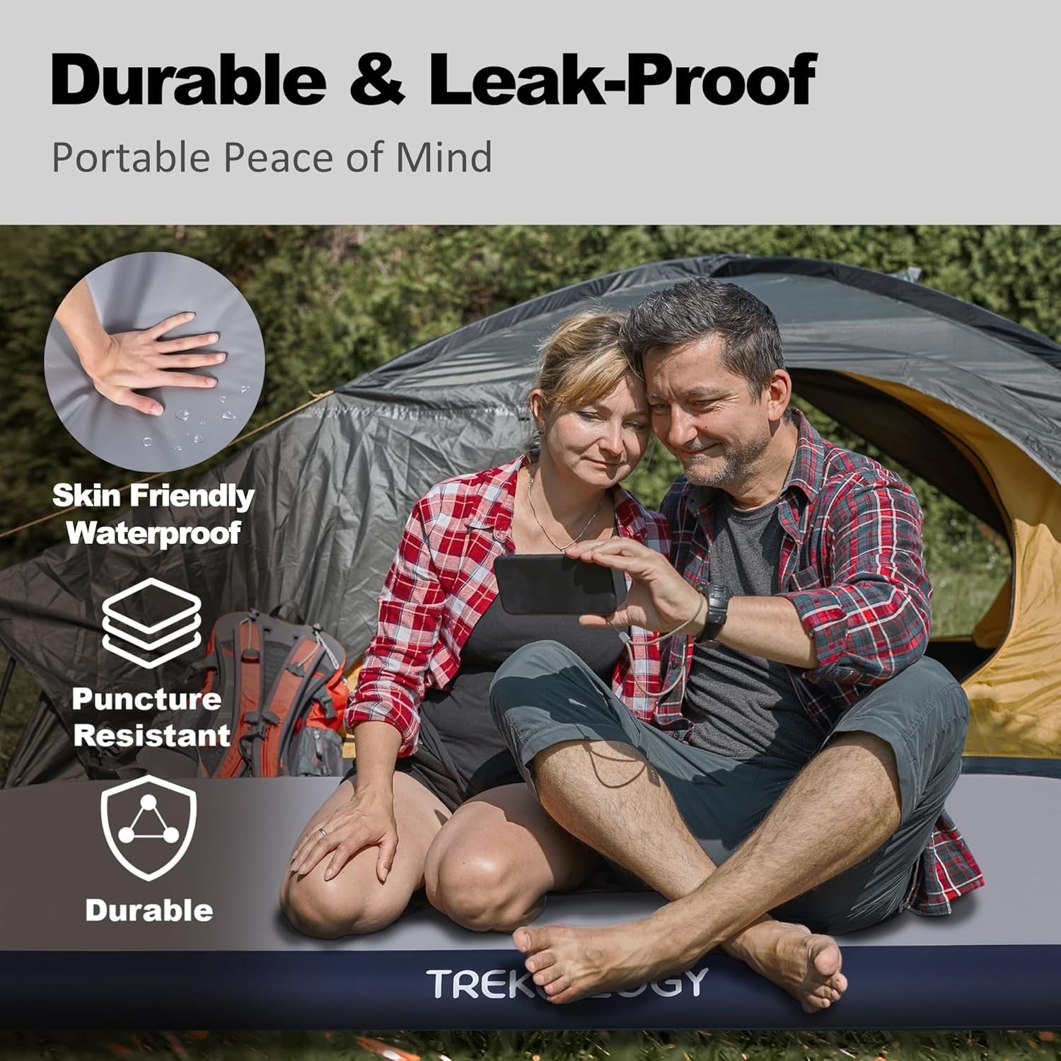 Self Inflating Air Mattress w Built In Pump Single Camping Guest Bed 20cm