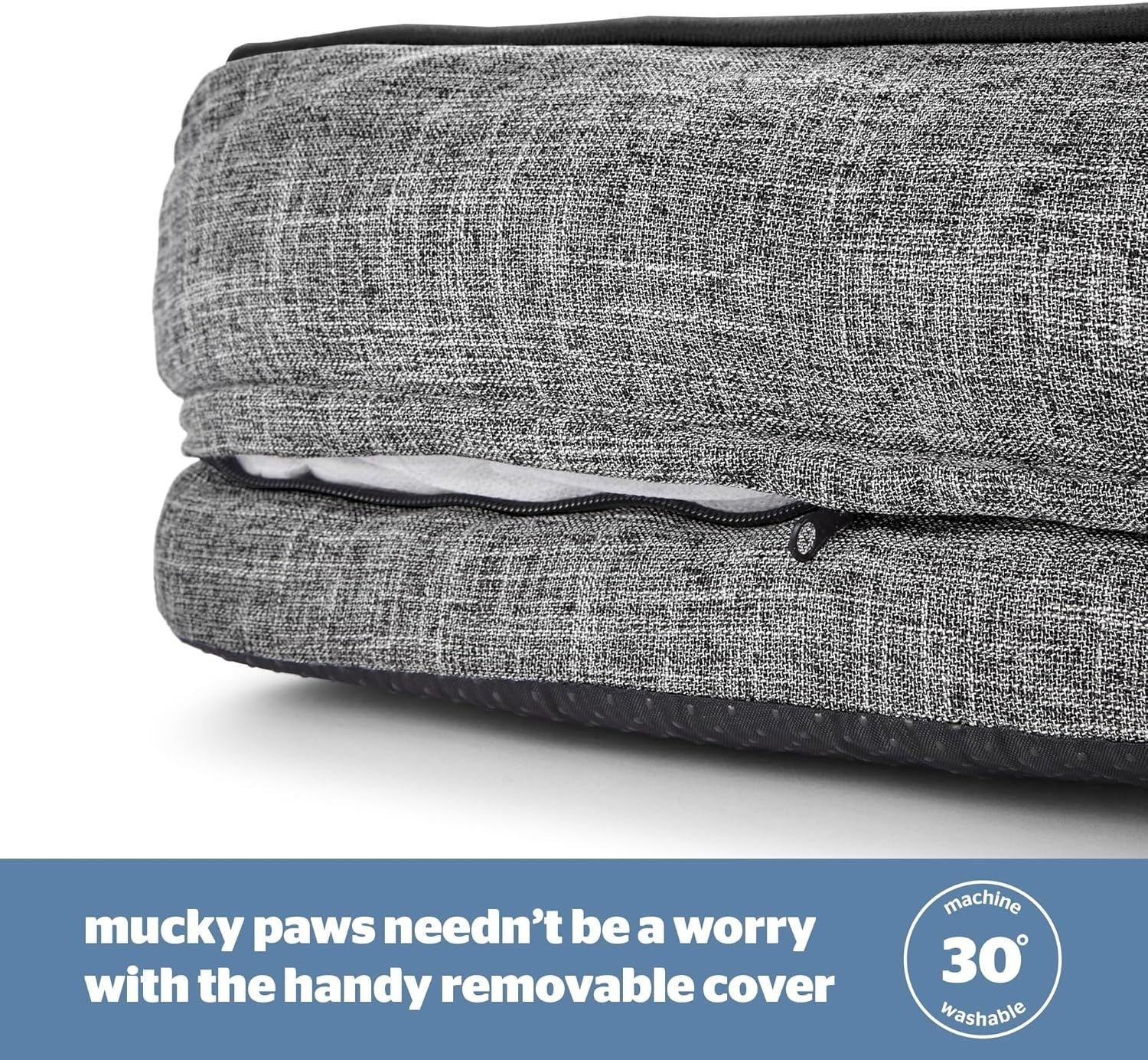 Medium Orthopedic Dog Bed 80x59cm Washable Non Slip Grey