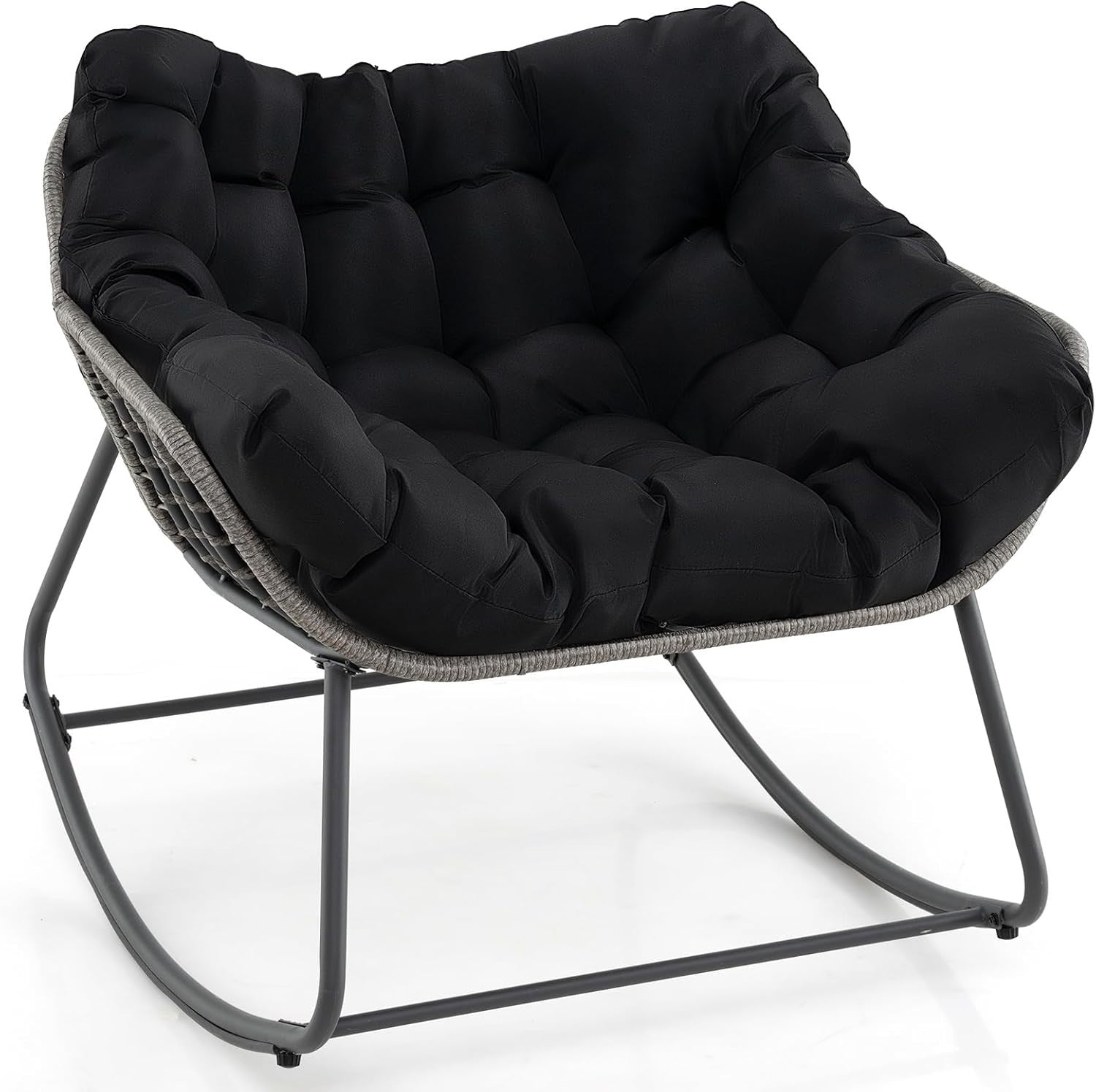 Oversized Outdoor Rocking Chair with Removable Cushion for Patio