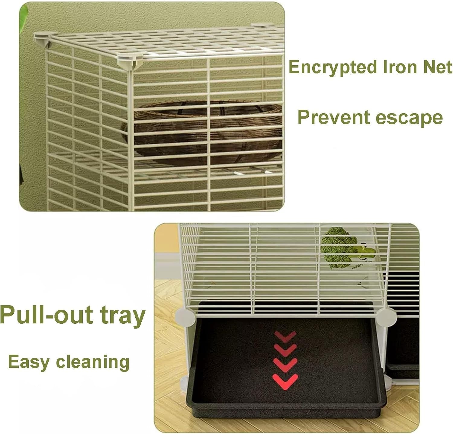 Small 2 Tier Rabbit Cage Indoor Hutch with Storage Ramp Sliding Trays