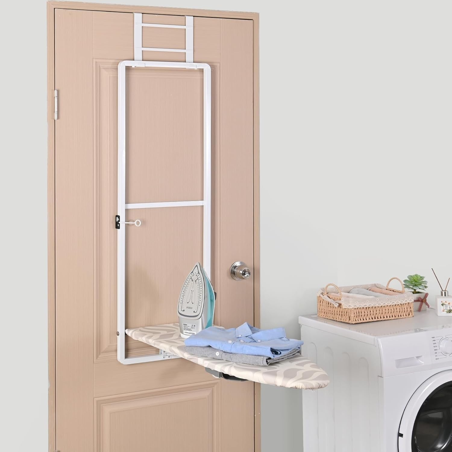Over Door Folding Ironing Board White 36x12in Hanging Space Saving