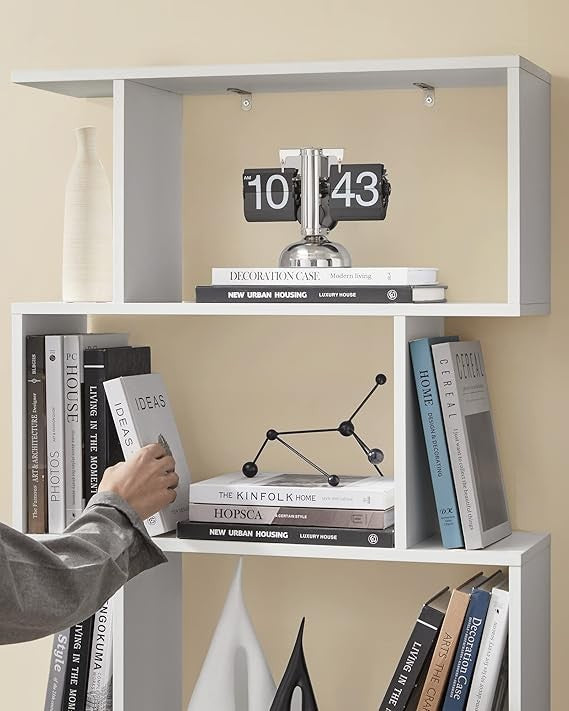 6 Tier White Bookcase Room Divider Modern Cube Shelf 24×70×191cm Freestanding