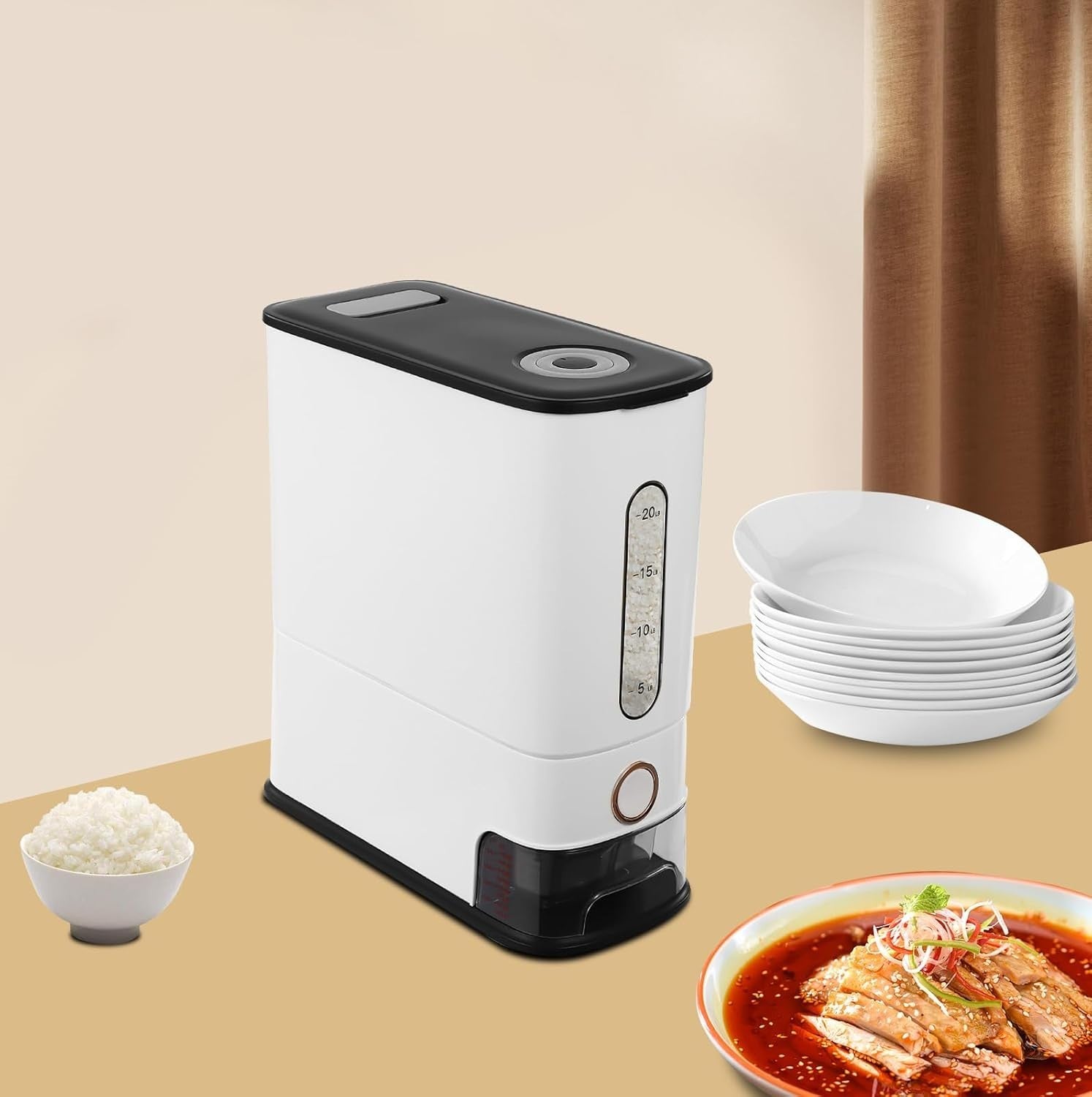 12KG Rice & Cereal Dispenser Airtight Storage Container with Cup