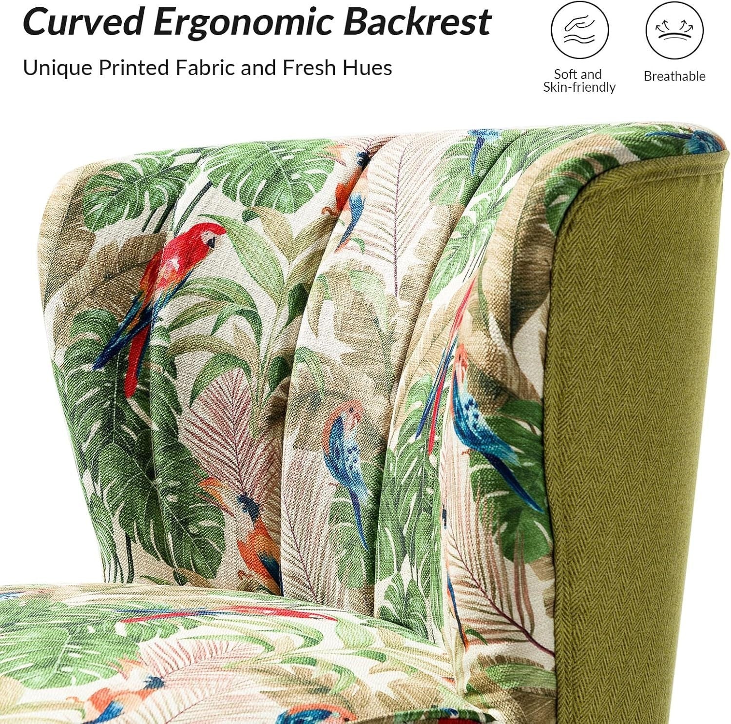 Green Fabric Upholstered Accent Dining Chair – Comfy Cushion & Gold Metal Legs