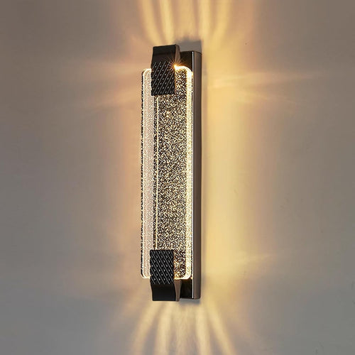 Black Crystal LED Wall Light | Modern Tri-Color Sconce for Hall & Bedroom