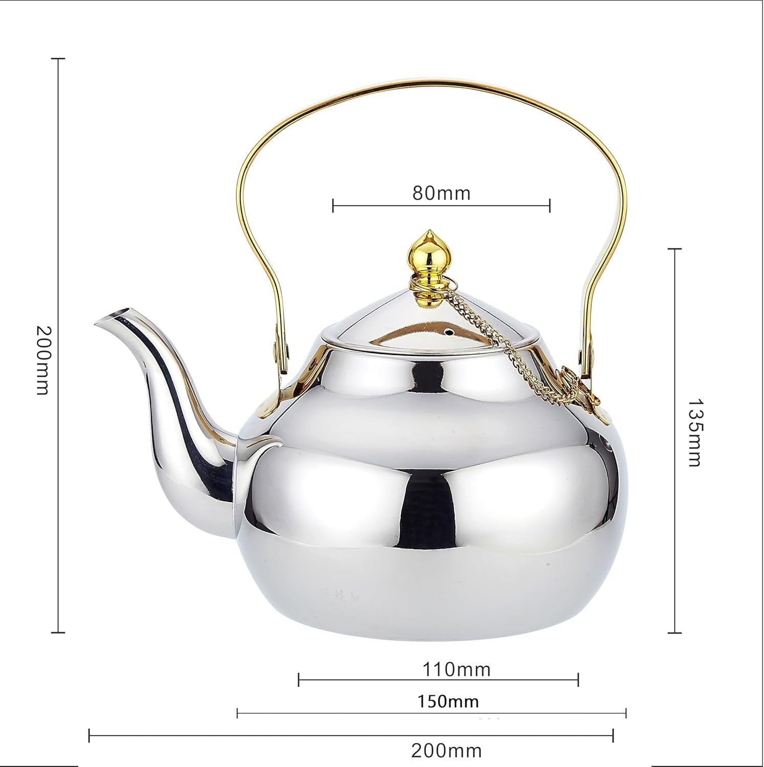 Stainless Steel Teapot 1.2L Tea Pot Infuser Induction Stovetop